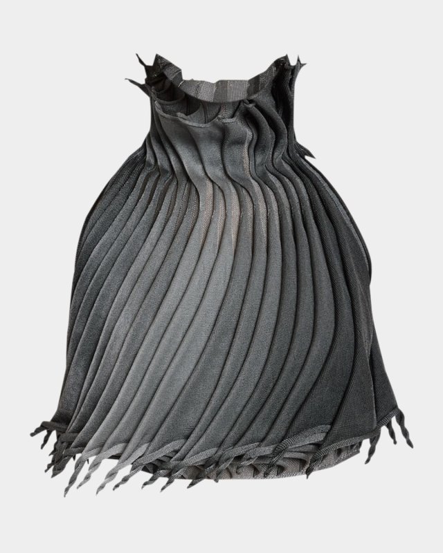 Sculptural Pleated Crop Halter Top
